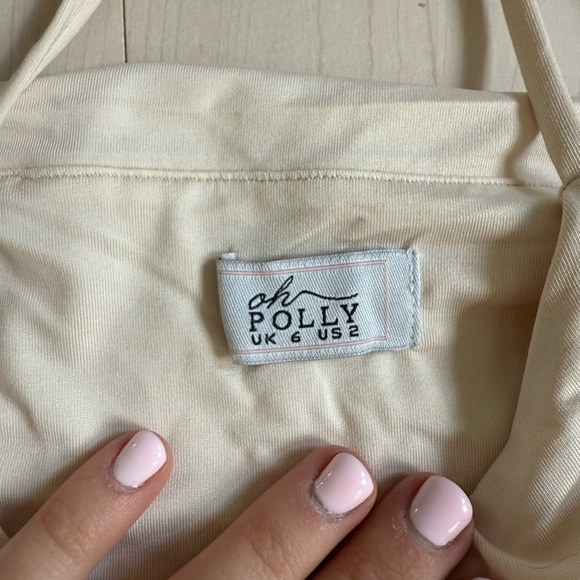 Oh Polly Cream Ruched Bodycon Mini Dress - Picture 3 of 3